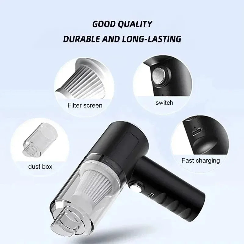 1PC Wireless Vacuum Cleaner 120W High Power Black Dual Use for Home And Car Powerful Portable Handheld Vacuum